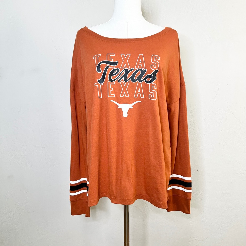 Fanatics Texas Longhorns Womens Medium Burnt Orange Long Sleeve Scoop Neck Shirt